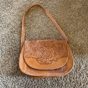 engraved leather bag
